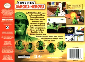 Army Men - Sarge's Heroes (USA) box cover back